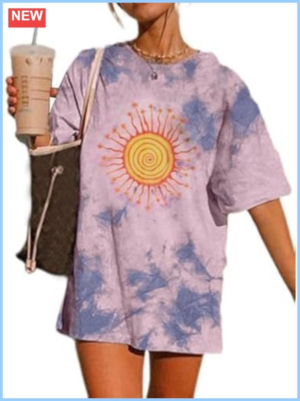 Oversized Tie Dye Graphic Tee - 99% Cotton Casual Crew Neck T-Shirt